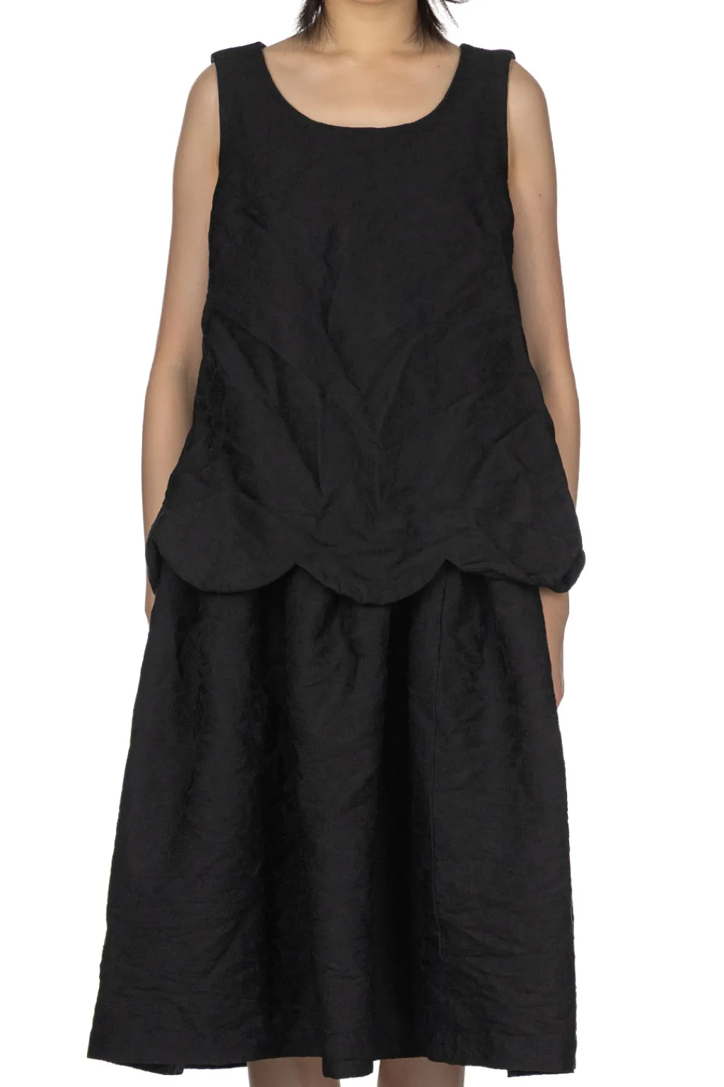 Hot Comme Des Garcons Comme Des Garcons Jacquard Floral Pattern Garment Dyed Dress - Black