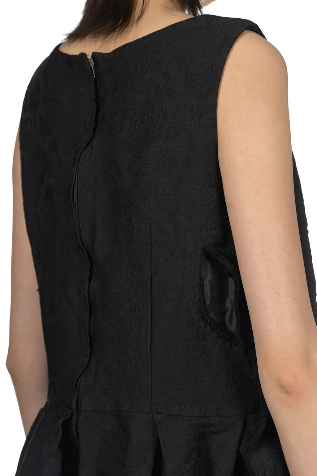 Hot Comme Des Garcons Comme Des Garcons Jacquard Floral Pattern Garment Dyed Dress - Black