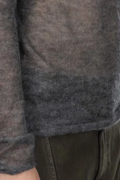 Best AURALEE KID MOHAIR SHEER KNIT BOAT NECK - Charcoal
