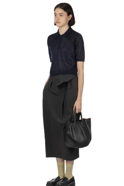 Clearance AURALEE Kid Mohair Sheer Knit Polo - Navy