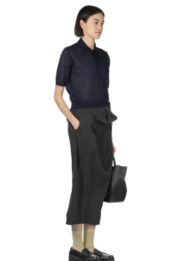 Clearance AURALEE Kid Mohair Sheer Knit Polo - Navy