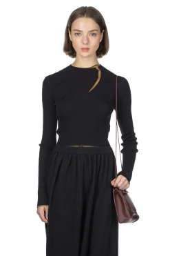 Fashion Mame Kurogouchi Kintsugi Crew Neck Knitted Top