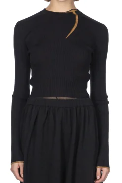 Fashion Mame Kurogouchi Kintsugi Crew Neck Knitted Top