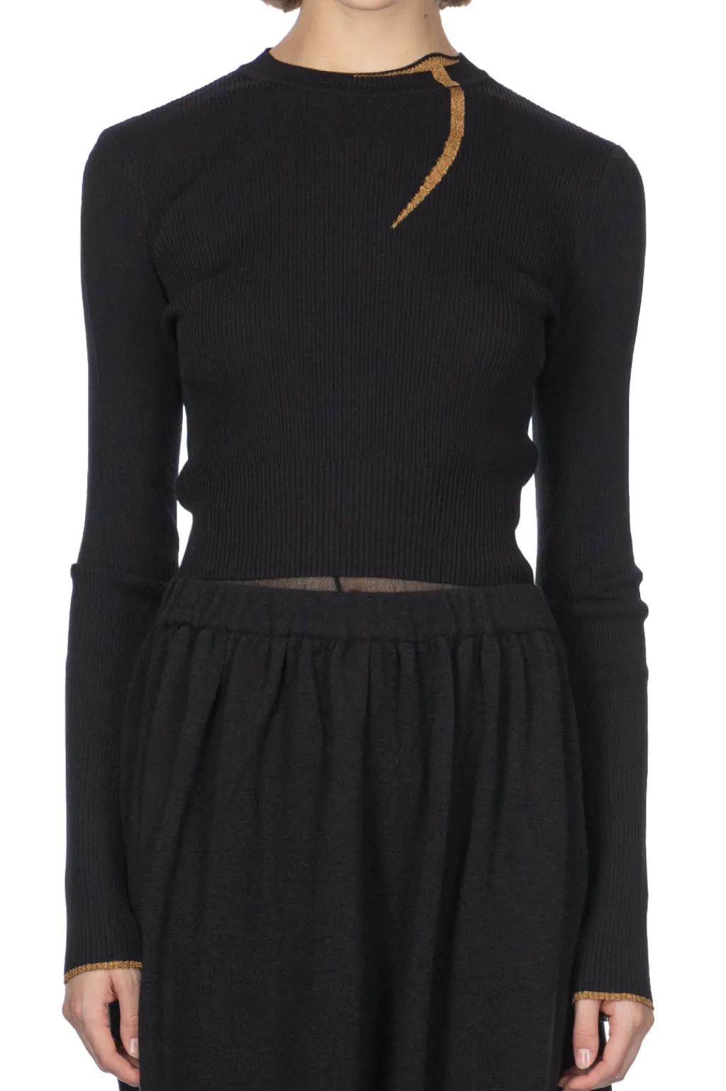 Fashion Mame Kurogouchi Kintsugi Crew Neck Knitted Top