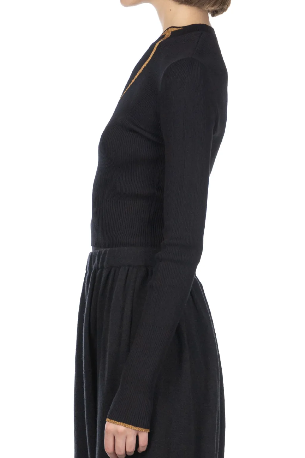 Fashion Mame Kurogouchi Kintsugi Crew Neck Knitted Top