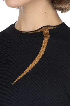 Fashion Mame Kurogouchi Kintsugi Crew Neck Knitted Top