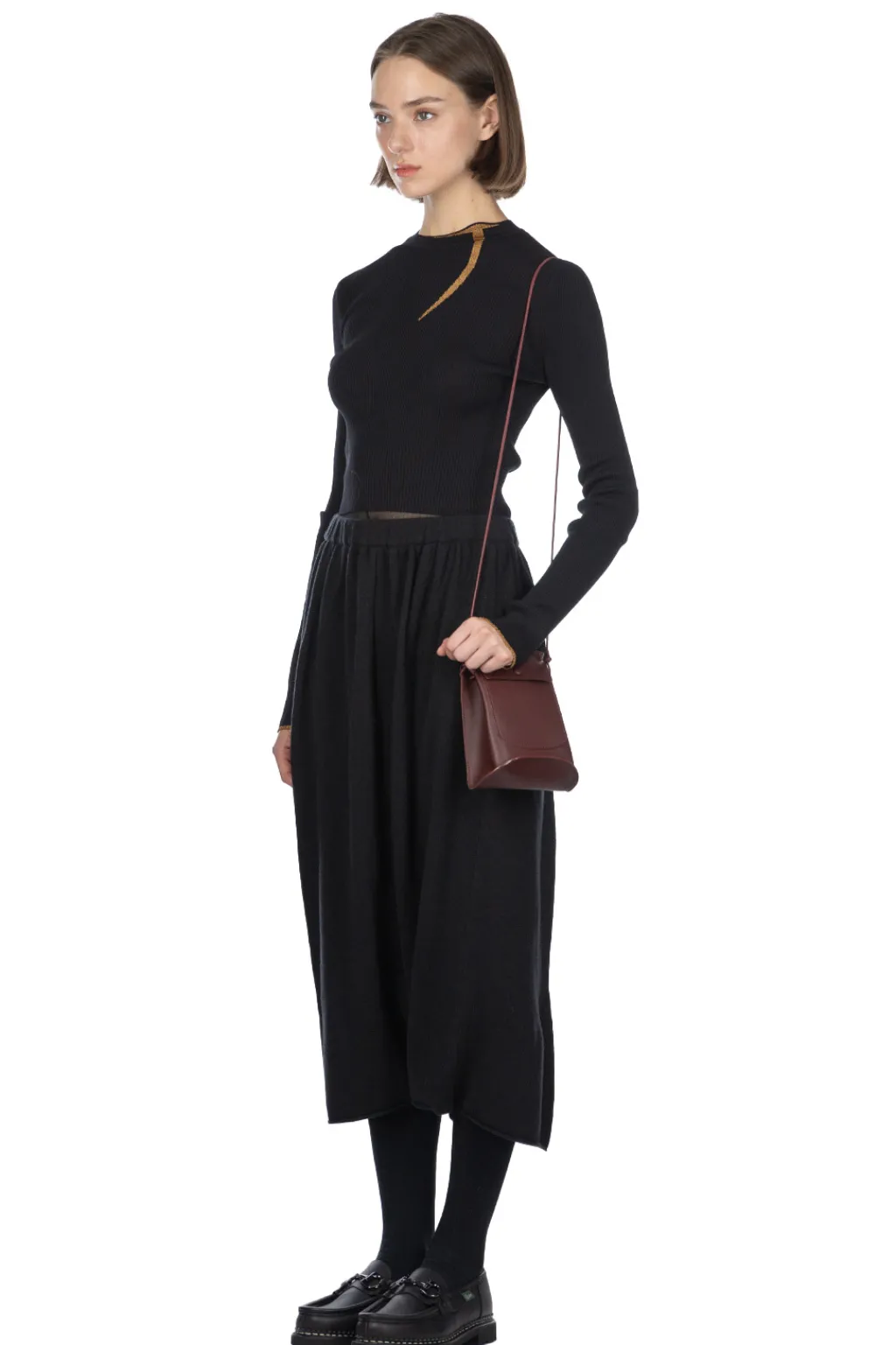 Fashion Mame Kurogouchi Kintsugi Crew Neck Knitted Top