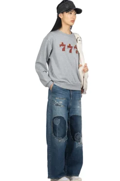 Discount Kapital 30-Knit Crew Sweatshirt (LUCKY BATTERY BIRD) - Grey
