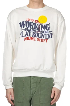 New Kapital 30-Knit Crew Sweatshirt (NIGHT SHIFT PROFILE RAINBOWY) - White