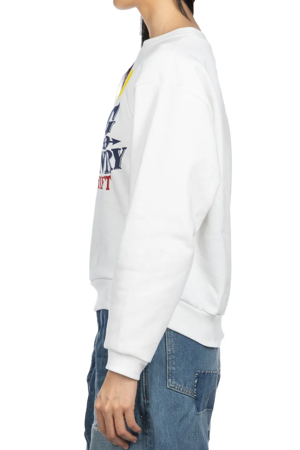 Discount Kapital 30-Knit Crew Sweatshirt (NIGHT SHIFT PROFILE RAINBOWY) - White