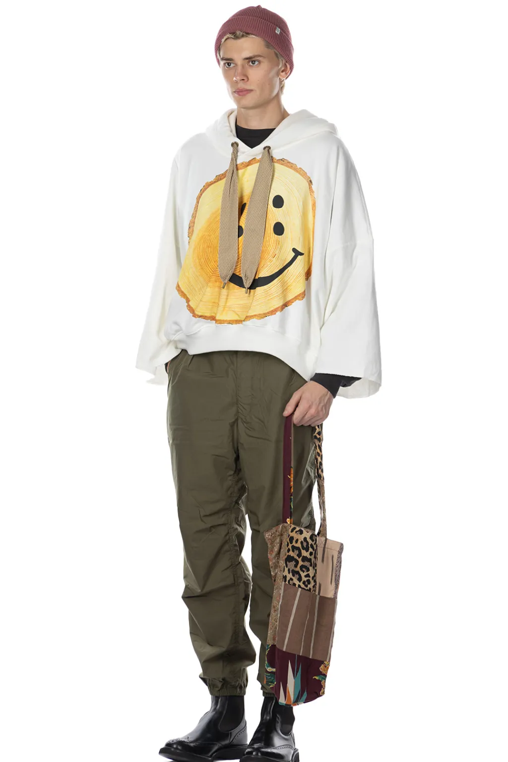 Hot Kapital Knit DEVIL Hoodie (RAINBOWY TRUNK 1000 YRS) - White