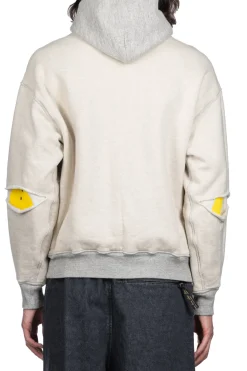 Sale Kapital Knit Rev ELBOW RIP Hoodie (PROFILE RAINBOWY) - Natural x Grey