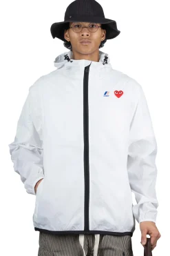Clearance Comme Des Garcons Play K-WAY Hoodie Full Zip - White