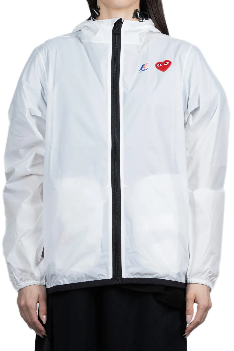Sale Comme Des Garcons Play K-WAY Hoodie Full Zip - White