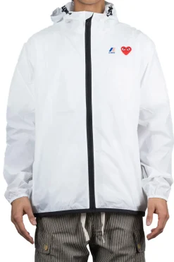 Clearance Comme Des Garcons Play K-WAY Hoodie Full Zip - White