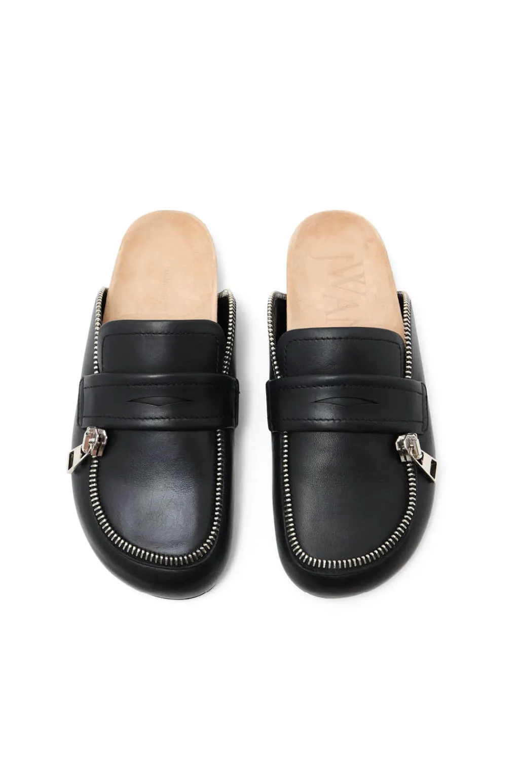 Hot JW Anderson Leather Biker Loafer Mules - Black