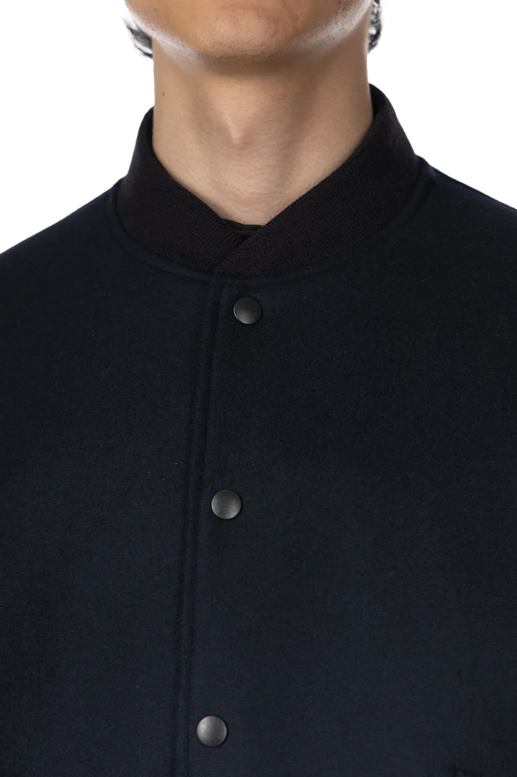Fashion Kaptain Sunshine Leather Sleeve Award Jacket - Top Navy