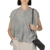 Outlet Manon Liberty Flower V-Neck Shirring Blouse - Grey