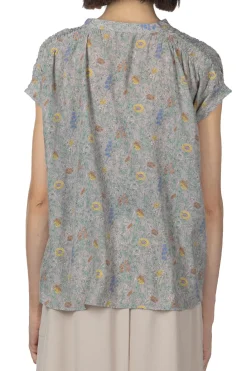 Outlet Manon Liberty Flower V-Neck Shirring Blouse - Grey