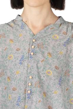 Outlet Manon Liberty Flower V-Neck Shirring Blouse - Grey