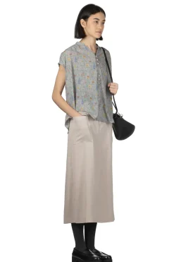 Outlet Manon Liberty Flower V-Neck Shirring Blouse - Grey