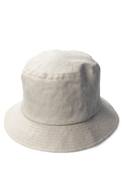 Online Cableami Linen Herringbone Bucket Hat - Ecru