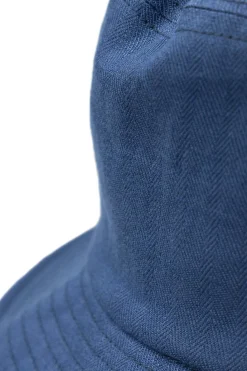Best Cableami Linen Herringbone Bucket Hat - Indigo