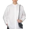Best Still by Hand Linen Mixed Band Collar Shirt - White