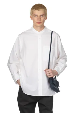 Best Still by Hand Linen Mixed Band Collar Shirt - White