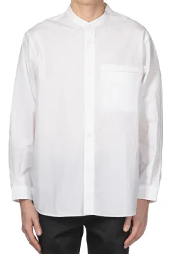 Best Still by Hand Linen Mixed Band Collar Shirt - White