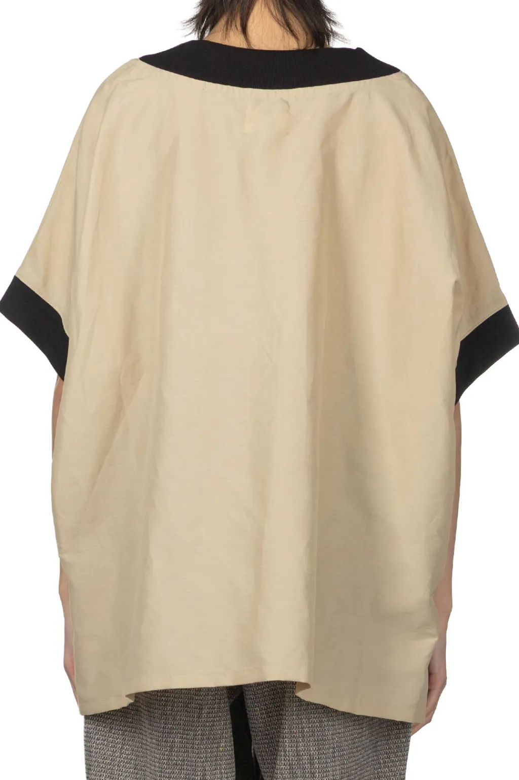 Hot Manon Linen Nylon Over Vest Blouse - Beige