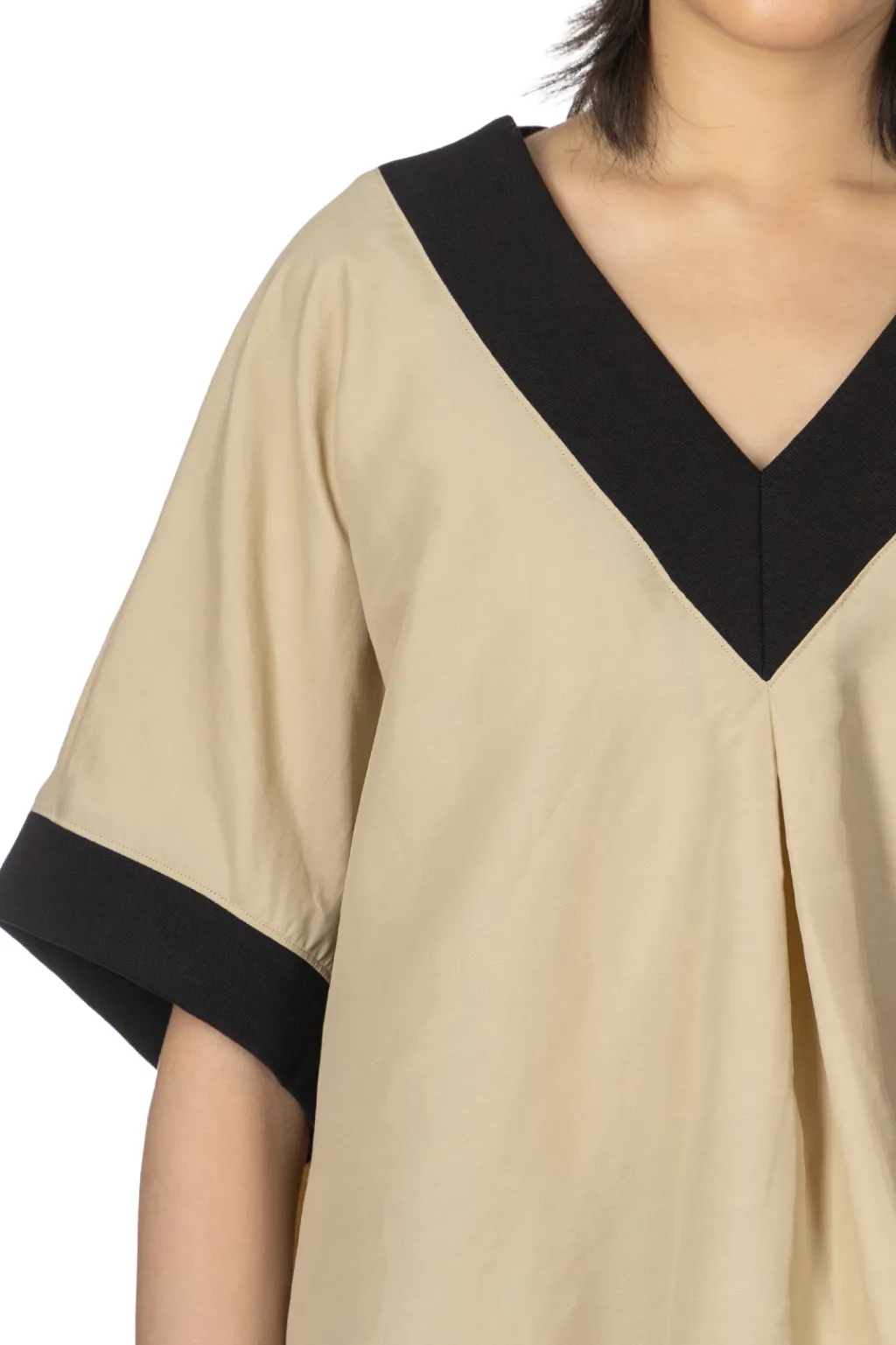 Hot Manon Linen Nylon Over Vest Blouse - Beige