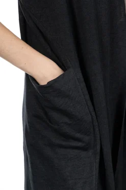 Sale Evam Eva Linen Robe Vest - Black
