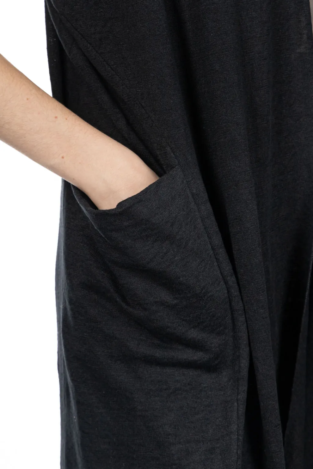 Sale Evam Eva Linen Robe Vest - Black
