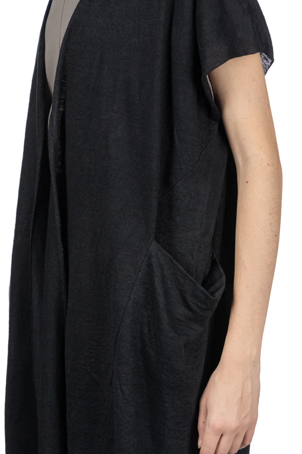 Sale Evam Eva Linen Robe Vest - Black
