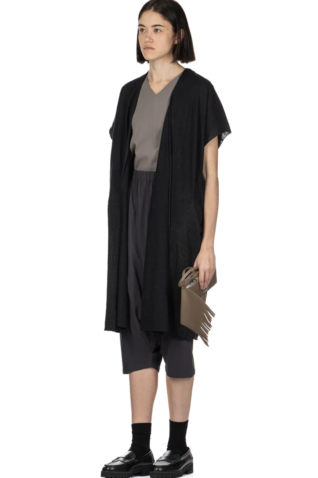 Sale Evam Eva Linen Robe Vest - Black