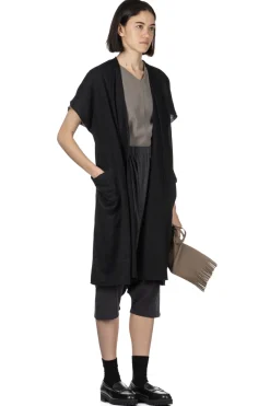 Sale Evam Eva Linen Robe Vest - Black