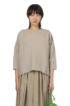 Clearance Evam Eva Linen Silk Pullover - Grege