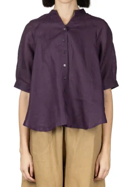Hot Nachukara Linen Skipper Blouse - Purple