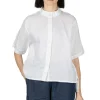 Discount Nachukara Linen Stand Collar Shirt - White