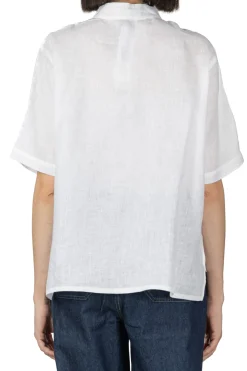 Discount Nachukara Linen Stand Collar Shirt - White
