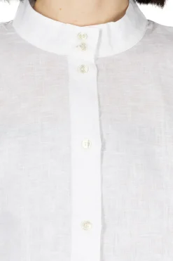 Discount Nachukara Linen Stand Collar Shirt - White