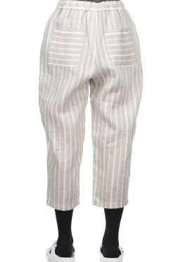 Sale Nachukara Linen Stripe 2 Tuck Pants - Beige