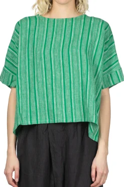 Discount Nachukara Linen Stripe Wide Pullover - Green