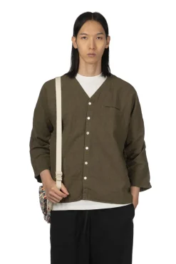 Discount Tigre Brocante Linen V-Neck Cardigan - Khaki