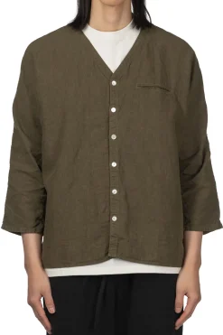 Discount Tigre Brocante Linen V-Neck Cardigan - Khaki