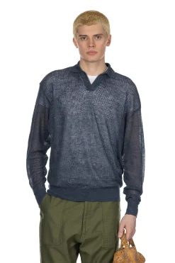 Outlet HERILL Linen WG Polo Shirt - Indigo