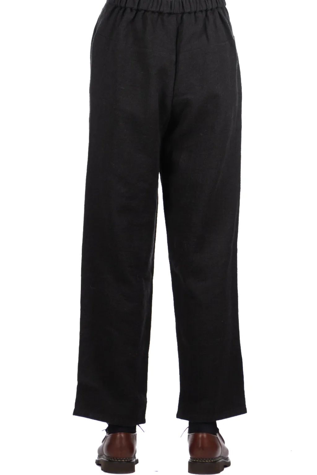 New Evam Eva Linen Wool Wrap Pants - Black