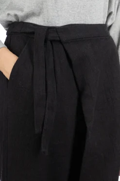 New Evam Eva Linen Wool Wrap Pants - Black