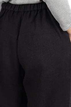 New Evam Eva Linen Wool Wrap Pants - Black